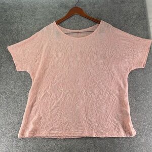 Shein Curve Short Sleeve Shirt Blouse Womens Size 1XL Stretch Pink
